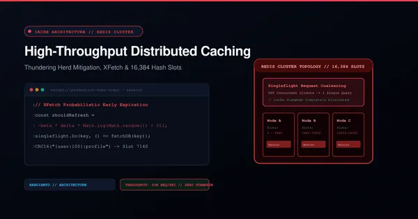 High-Throughput Distributed Caching: Stampede Mitigation, Probabilistic Early Expiration, and Redis Cluster